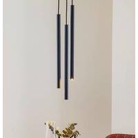 SOLLUX LIGHTING Thin hanging light, black, three-bulb, round