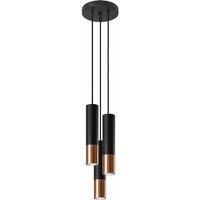 Ebern Designs Delina 3 - Light Cylinder Pendant Black/Copper 100cm H X 29cm W X 30cm D
