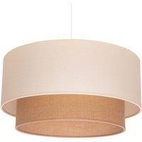 Boho hanging light, double lampshade, ecru/brown