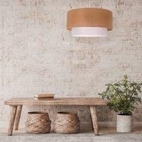 Duolla Boho hanging light, double lampshade, brown/white