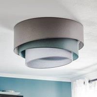 Euluna Trio monocolor ceiling light, fabric, grey 60 cm
