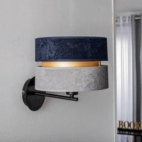 Duolla Duo wall light, navy blue/grey/gold, 25 cm
