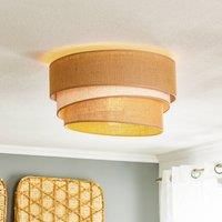 Duolla Trio jute ceiling light, natural brown/white 45cm