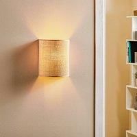 Euluna Jute wall light, natural brown semicylinder