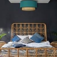 Duolla Big Boho ceiling light, rattan, beige/teal