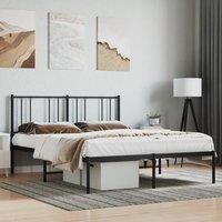 Metal Bed Frame with Headboard Black 135x190 cm Double