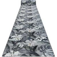 RugsX Anti-Slip Monstera Runner in Grey | Size: 80 cm x 280 cm