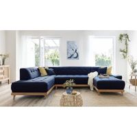 MiuForm Dazzling Daisy Corner Sofa Bed Navy 77cm H X 330cm W X 190cm D