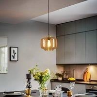 Solbika Lighting Tube hanging light, light brown glass, 25 cm