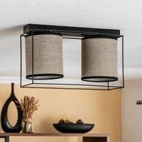 BRITOP Tubo ceiling light, fabric lampshade beige, 2-bulb