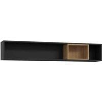 High Rock Wall Shelf In Matt Black/Riviera Oak