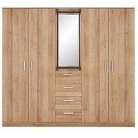 Panama 4 Door, 4 Drawer Combi Fitment Wardrobe With Mirror