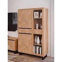 Nikomedes Display Cabinet in Spica Oak/Matt Black/Bartex Oak, none