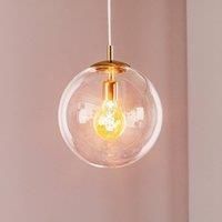 Euluna 562 hanging light, clear glass, gold cap/canopy