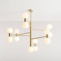 ALDEX Flare pendant light, 13-light, brass/opal white, glass