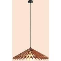 ALDEX Nature Sun XL glass pendant light, flat cone, 69 cm, wood