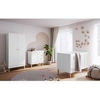 Venicci Saluzzo 3 piece room set Cot bed Changer  and Wardrobe in Premium White