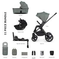 Venicci Upline 2 - 3In1 Bundle Plus Tiago Black Car Seat And 360 Base - Aloe