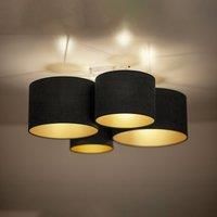 Euluna Lodge ceiling light, 4-bulb, black/gold