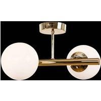 Domiluce Linea ceiling lamp, gold, two-bulb