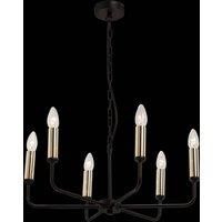 Euluna Ampli chandelier, black/gold, six-bulb