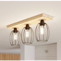 Euluna Beevly ceiling light, wood and metal, 3-bulb