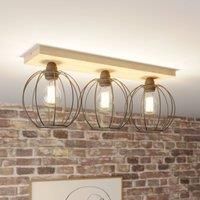 Euluna Dorett ceiling light, oak wood, 3-bulb