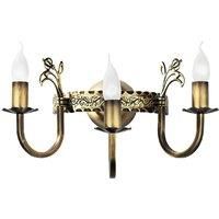 Castle wall light, light patinated, 3-bulb