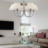 Jupiter London chandelier, chrome/cream, five-bulb