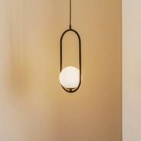 Jupiter Samba hanging light, opal glass/black one-bulb