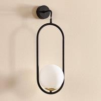 Samba wall light, opal glass/black one-bulb