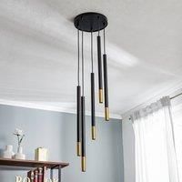 SIGMA Sopel Due 5 hanging light, black/gold, five-bulb
