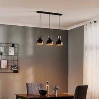 Euluna Trial hanging light, 3-bulb linear, black/gold