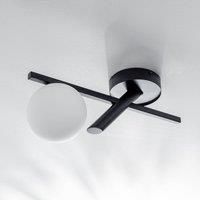 Baleo ceiling light, black/opal, one-bulb