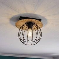 Euluna Malin ceiling light, wooden panel round, one-bulb