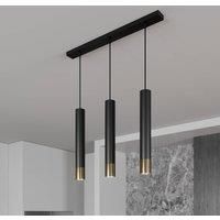 Euluna Nest hanging light, three-bulb, linear, black/gold