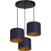 Luminex Soho pendant light cylinder round 3-bulb blue/gold