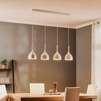 Luminex Noak pendant light 4-bulb long white/natural wood