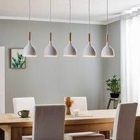 Euluna Noak pendant light 5-bulb long white/natural wood