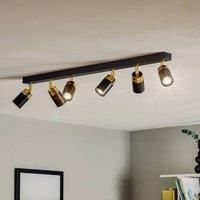 Euluna Reno downlight, 6-bulb, black/gold