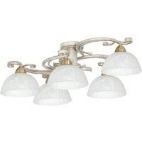 Luminex Flora ceiling lamp 5 glass lampshades, white/brass