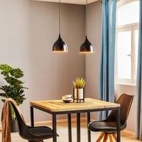 Luminex Lamp 2 Light Noak Ceiling Pendant Chandelier, Black H85cm x W40 x D17cm