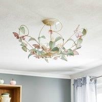 Euluna Butterfly ceiling light, white/green/pink, 3-bulb