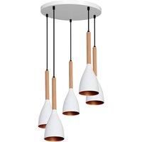 Euluna Muza hanging 5-bulb round white/gold/light wood