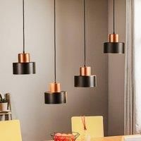 TEMAR LIGHTING Olla pendant lamp in black/copper, four-bulb