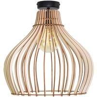 TEMAR LIGHTING Barrel ceiling light with a wooden lampshade