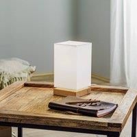 Euluna Canvas table lamp, oak, angular, white
