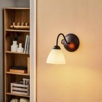 Lamkur Adoro wall light with a glass lampshade, brown