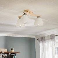Euluna Haro ceiling light, white beech/white, 3-bulb