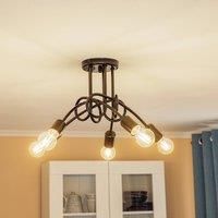 Lamkur Ceiling light Joiy, crossed, 5-bulb, black